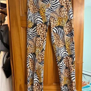 Cache Multicolor Animal Print Slacks with front zip closure